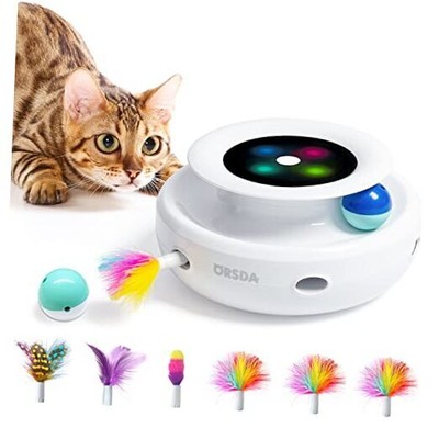 Cat Toys  2-in-1 Interactive Cat Toys for Indoor Cats, Automatic Ivory White