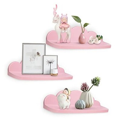  Small Floating Shelves Mini Cloud Shelves Hanging Display Wall 3 Pink-3pack-l