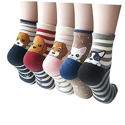 YSense 5 Pairs Cute Animal Socks for Women, Funny Dog Socks Medium Multicolor