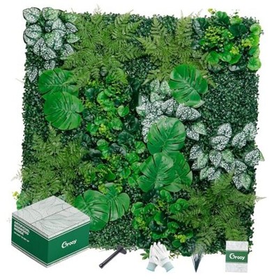Artificial Boxwood Panels, Grass Wall Panels 12 Pack 12PCS 20''X20'' Monstera