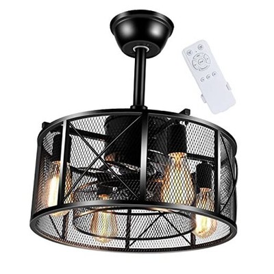 18 Inch Caged Ceiling Fan with Light 4 Speed Adjustable Ceiling Fans with 