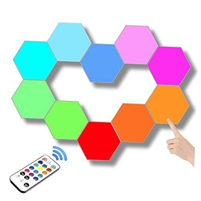  Remote Control Hexagon Wall Light,Smart Wall-Mounted Touch-Sensitive 10-Pack