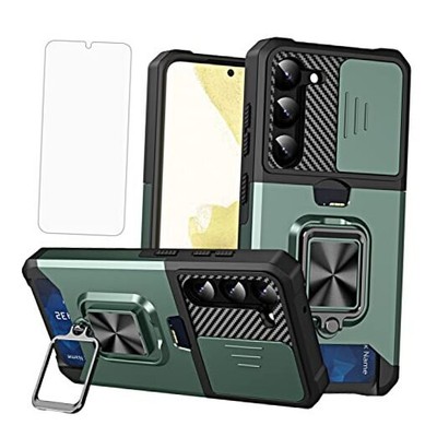 Galaxy S23 Plus Case Wallet Detachable Credit Card Holder with Screen Green