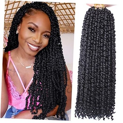  8 Packs Pre-Looped Goddess Passion Twist Braiding Hair 18 Inch (Pack of 8) 1B#