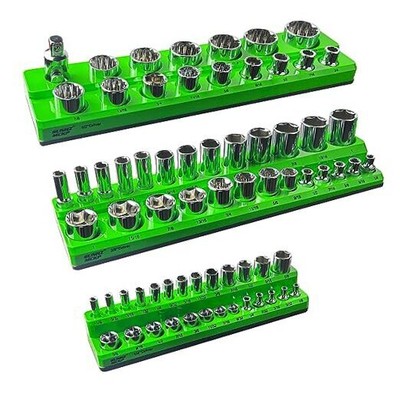 SUNHZMCKP Socket Organizer Set 3 Piece, Magnetic Socket Holder Kit 3PC SAE