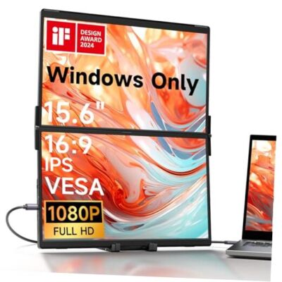  FlipGo Lite 15.6'' IPS Dual Stacked Portable Monitor, 1080P FHD Laptop Screen 