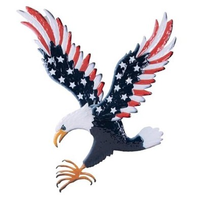 Bald Eagle Metal Wall Art Decor - Large 3D Patriotic Flag Wall Decor Side Eagle