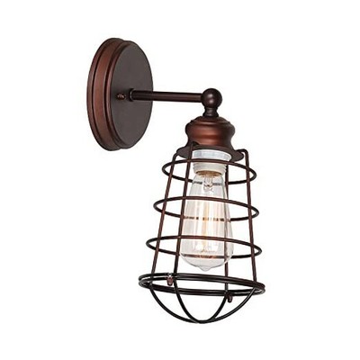  519710 Ajax Industrial Modern 1-Light Indoor Wall Sconce with Metal Wire Cage 