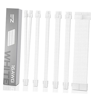  PSU Cable Extension kit Sleeved Cable Custom Power Supply Sleeved White