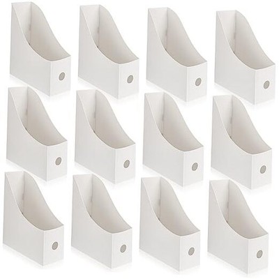  12 Pack Magazine File Holder Plastic Desk Organizer Magazine Holder White