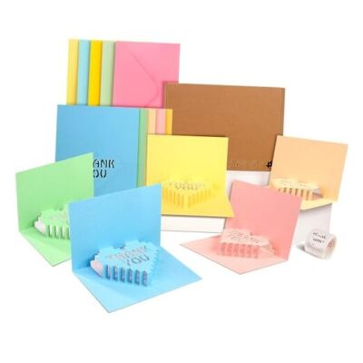 50 Pack Pop Up Thank You Cards, 4x6 Love 3D Greeting Card With Envelopes and 