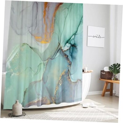  Abstract Marble Shower Curtain, Blue Purple Jade Texture 71'' W x 71'' L Green