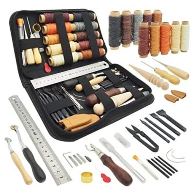  Leather Working Tools for Beginners: Professional Leather Craft Kit with 