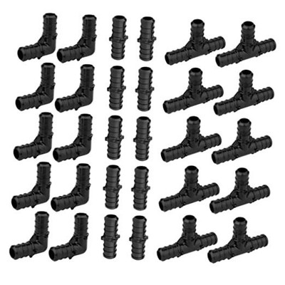 (Pack of 30)  3/4'' Poly PPSU Barb Crimp Pex Fitting Combo With Tees, 3/4 Inch