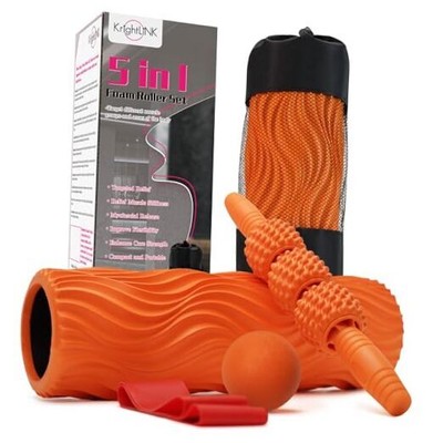 5 in 1 Foam Roller Set Muscle Massage Foam Ripple Roller for Deep Tissue Orange