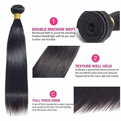 Brazilian Straight 1/3/4 Bundles Virgin Remy Real Human Hair Extensions Weave 8A