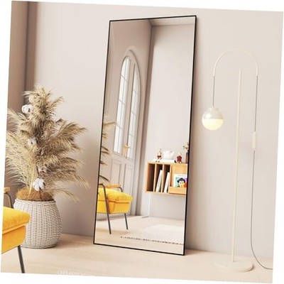 Large Full Length Mirror with Stand, Black Floor 71'' x 31'' Black-rectangle
