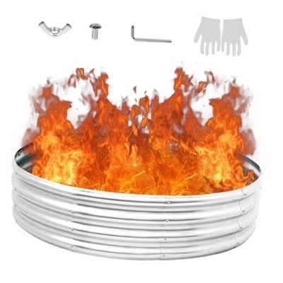 Galvanized Steel Fire Pit Ring 48 Inch,Metal Smokeless Firepit 48in silvery