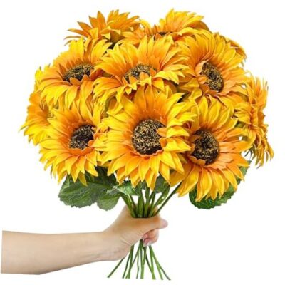 27.5'' [Long Stem] 12PCS Artificial Sunflowers with Stems 12p-long Sunflowers