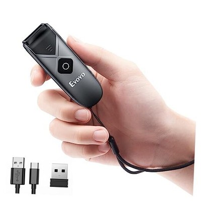  Bluetooth 2D&1D Barcode Scanner, Portable Wireless Mini Barcode Reader Grey