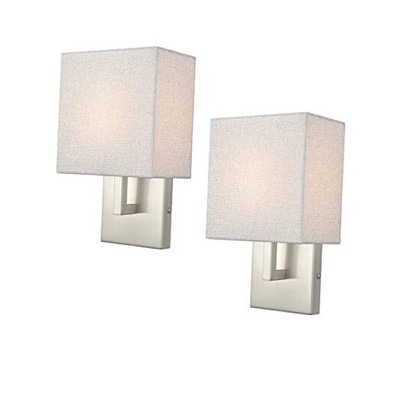  Wall Sconce Lighitng Sconce Linen Wall Light for Bedroom Brushed Nickel
