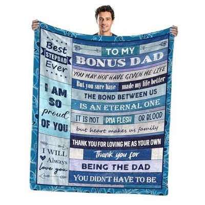Step Dad Gifts from Daughter Fathers Day Blanket Gifts Throw 50''x60'' Bonus Dad
