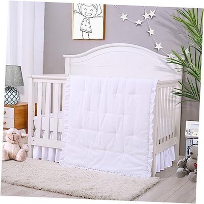  3 Pieces Crib Bedding Set Standard Size Baby Bedding Set - Solid Ruffle White