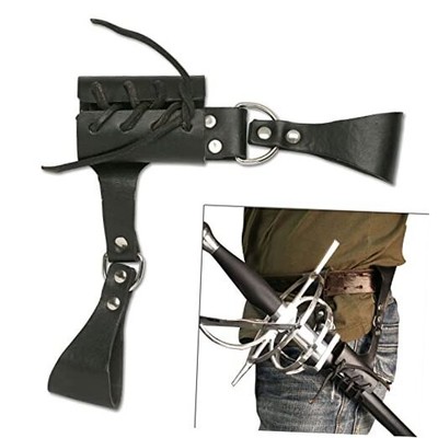    Universal Leather Sword Frog   Steel Hardware, Adjustable Lacing for Proper 