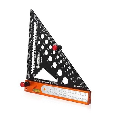 7Inch Rafter Square with Level - Carpenter Measuring Layout Tool, Aluminum 