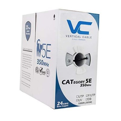 Vertical Cable CAT5E, Shielded Dual Jacket, Direct Burial, 1000ft, Black, black