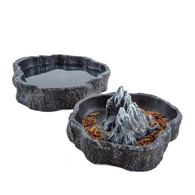 2 Pack Large Reptile Food Bowl and Water Bowl Set, Drowning Prevention Reptile