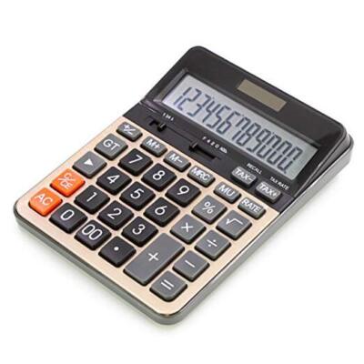  Desktop Calculator 12 Digit with Large LCD Display, Desk Calculator Solar Gold
