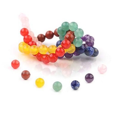 Gemstone Beads Polished Round Smooth Natural Chakra Stone 49pcs 8mm 7 Chakra