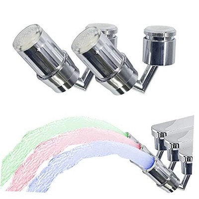 2 Pack 3-Color 720 Angle Swivel Temperature Sensitive Gradient LED Water 