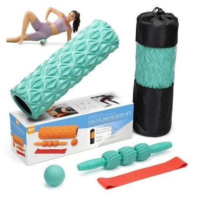 5 in 1 Foam Roller Set Medium Density Back Foam Roller, Muscle Roller Turquoise