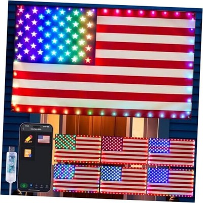 American Flag Lights 3x5 FT Smart APP Control Color Changing Patriotic LED 