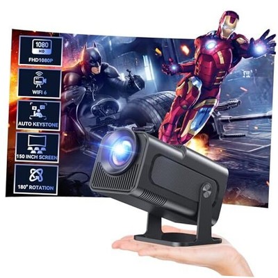 Mini Projector, Natvie 1080P Smart Projrctor Built-in Android TV 11.0, Black