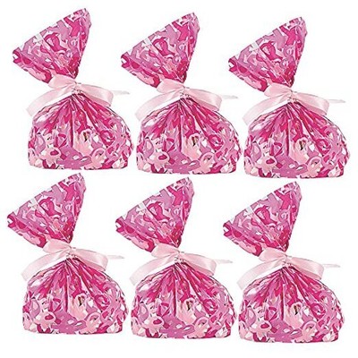 100PCS Breast Cancer Awareness Cellophane Treat Bags - Pink Ribbon Cellophane 