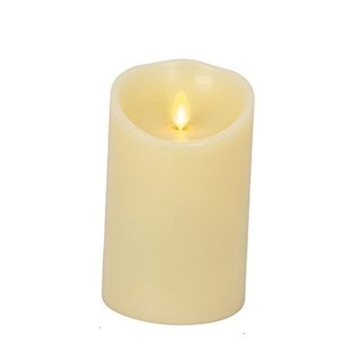  Moving Flame Flameless Pillar LED Candle, Vanilla Honey Scented Ivory - 5-inch