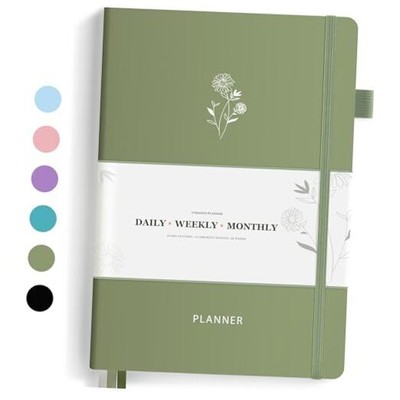 Undated 2024 Planner,  B5 Daily Weekly & Monthly Planner 2024-2025, 12 Green