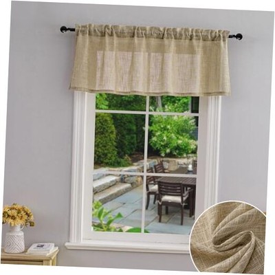 Beda Home Linen Textured Curtain Valance for 52''W x 18''L (Pack of 1) Taupe