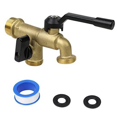 Outdoor Double Taps Water Faucet, Wall Mounted Garden Copper 3/4'' Male Inlet