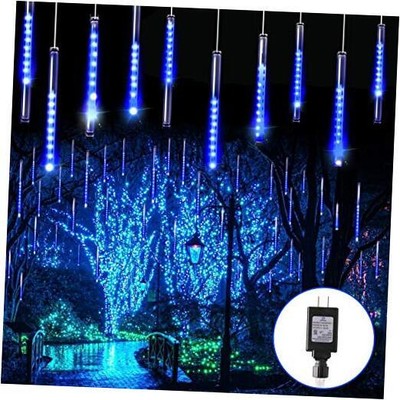  Meteor Shower Lights 30CM 10 Tubes 240 LED Christmas Lights Plug 12 Inch Blue