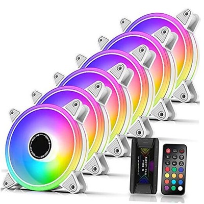  White Moonlight 120mm RGB Case Fan with Fan Hub X and Remote,Motherboard 6