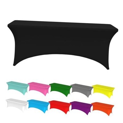 Custom Table Cloth Rectangle Table Stretch Tablecloth with Business 6FT Black
