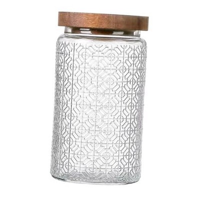 Vintage Glass Jars with Wooden Lids, 34 oz Airtight Glass (34oz)Window flower