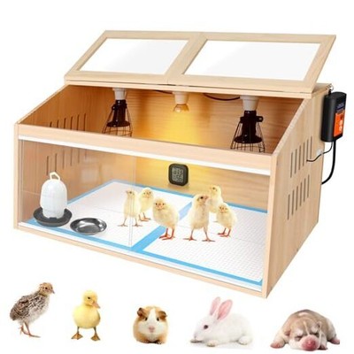 Large Chicken Brooder Box for Chick, Extra Wide Wooden Brooder Box 31.5'' Heat 