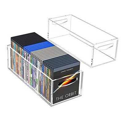  DVD/CD Storage Box 2 Packs, Acrylic Storage Container for Blu 2-packs Clear