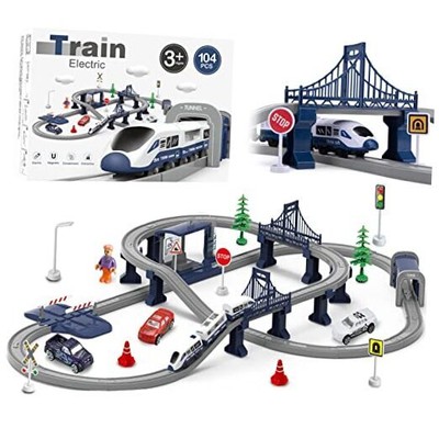 Train Sets for Boys 4-7, 66 Pcs Battery Operated Train Set with 104PCS City