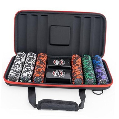 Poker Chips Set with Case - 300 Clay Poker Chips - 2 Card 300 Clay Chip Set